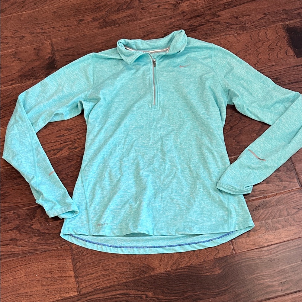 Nike Dri-fit running quarter zip heathered light blue top